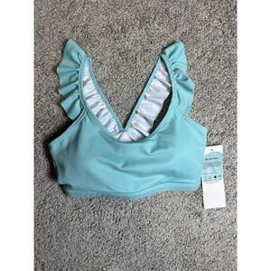 Flexi Lexi Fitness Ruffle Sports Bra Crop Top Aqua Mint Yoga NWT Small
